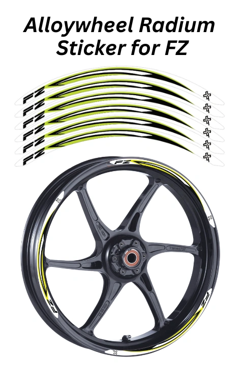 Alloy Wheel Radium Sticker Compatible with FZ | Made in Premium Radium with FPF (Fade Protection Film), Waterproof, Precut Sticker, Pack Of 12